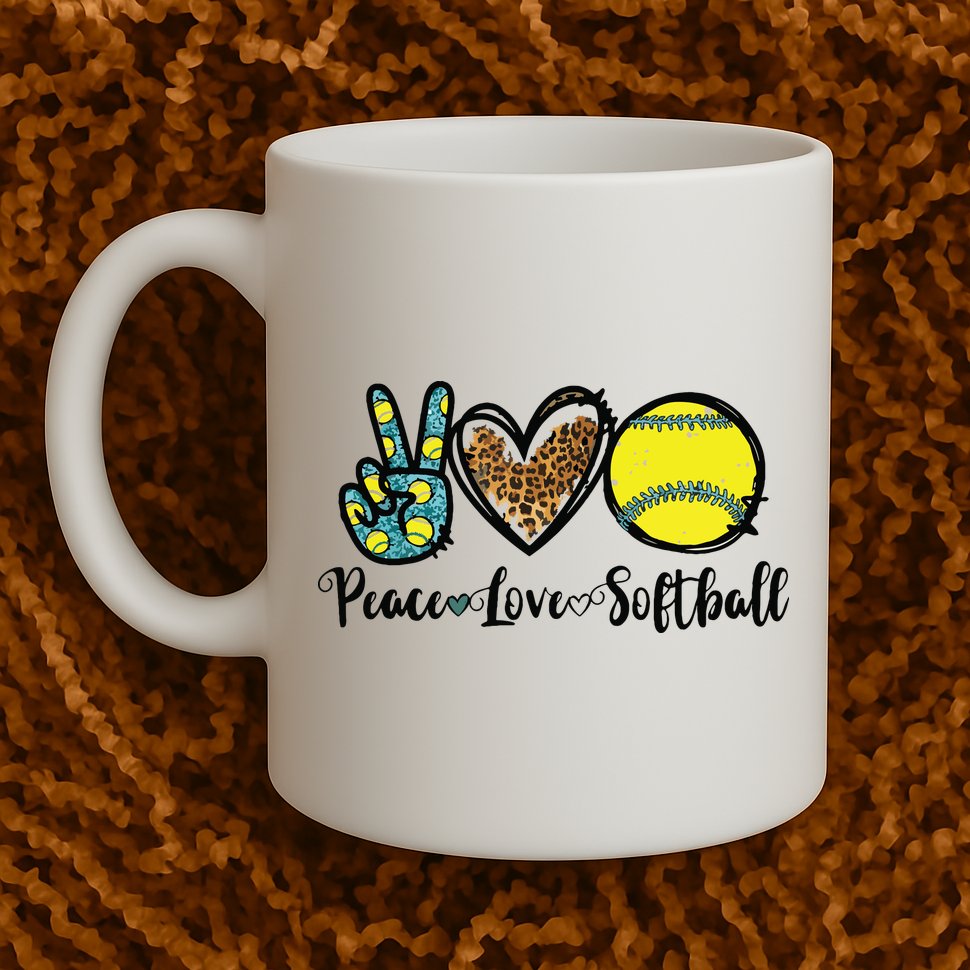 Peace Love Softball For Teen Girl Cute Leopard Softball Mug