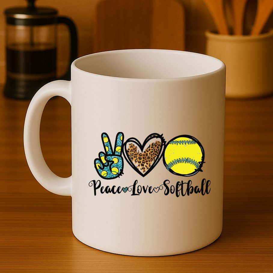 Peace Love Softball For Teen Girl Cute Leopard Softball Mug