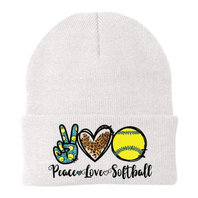 Peace Love Softball For Teen Girl Cute Leopard Softball Beanie