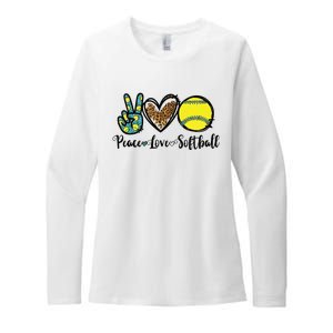 Peace Love Softball For Teen Girl Cute Leopard Softball Womens CVC Long Sleeve Shirt