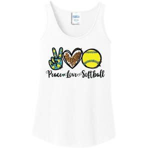 Peace Love Softball For Teen Girl Cute Leopard Softball Ladies Essential Tank