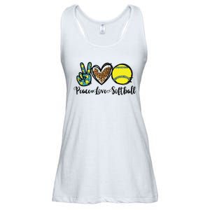 Peace Love Softball For Teen Girl Cute Leopard Softball Ladies Essential Flowy Tank