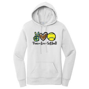 Peace Love Softball For Teen Girl Cute Leopard Softball Women's Pullover Hoodie