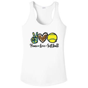 Peace Love Softball For Teen Girl Cute Leopard Softball Ladies PosiCharge Competitor Racerback Tank