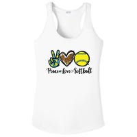 Peace Love Softball For Teen Girl Cute Leopard Softball Ladies PosiCharge Competitor Racerback Tank