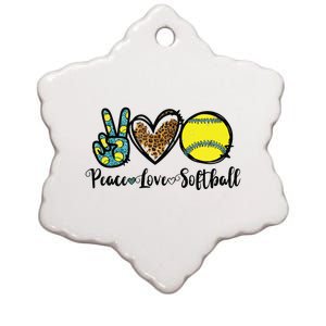 Peace Love Softball For Teen Girl Cute Leopard Softball Ceramic Star Ornament