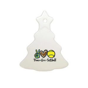 Peace Love Softball For Teen Girl Cute Leopard Softball Ceramic Tree Ornament