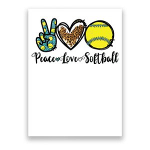 Peace Love Softball For Teen Girl Cute Leopard Softball Poster