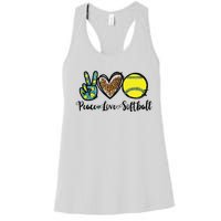 Peace Love Softball For Teen Girl Cute Leopard Softball Women's Racerback Tank