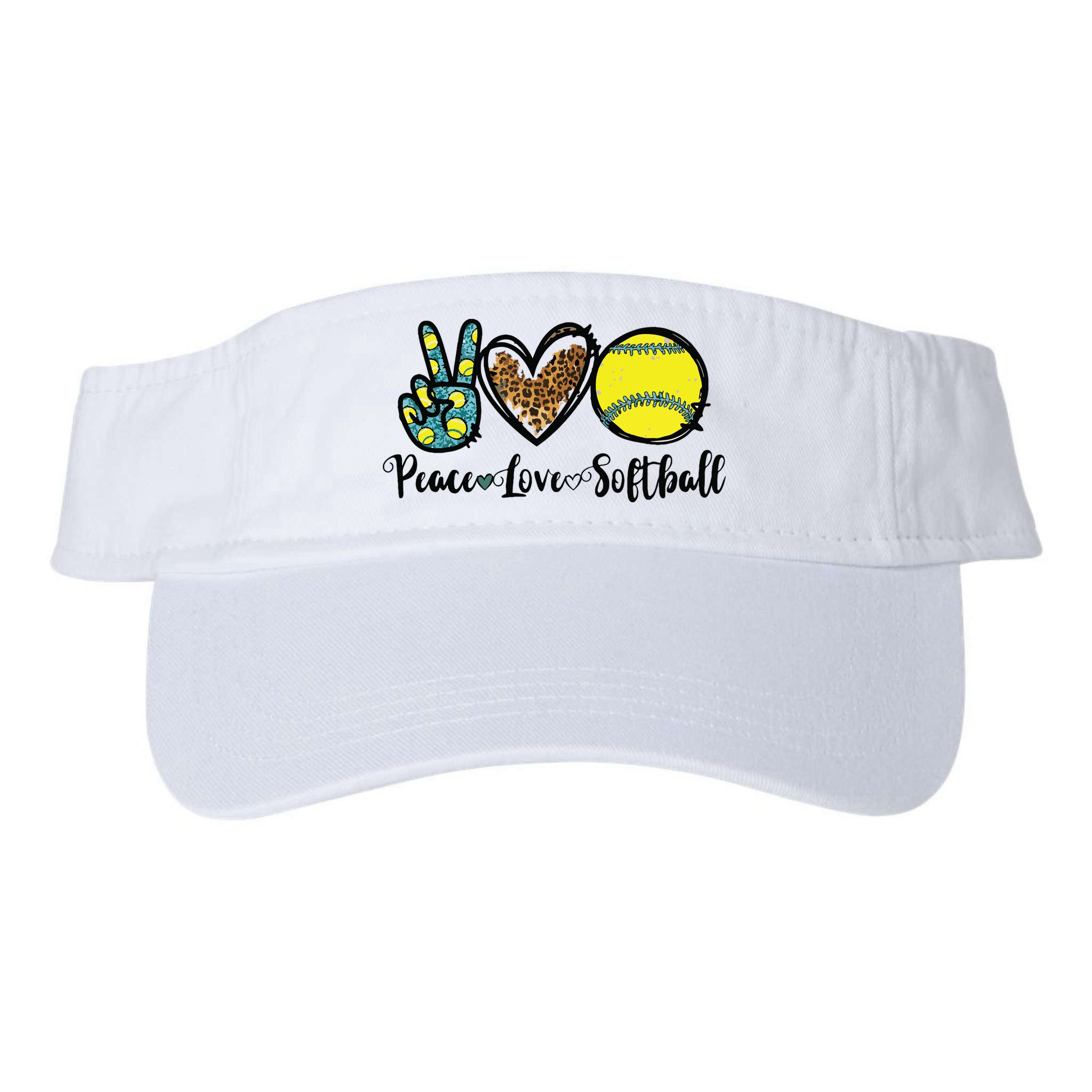 Peace Love Softball For Teen Girl Cute Leopard Softball Visor
