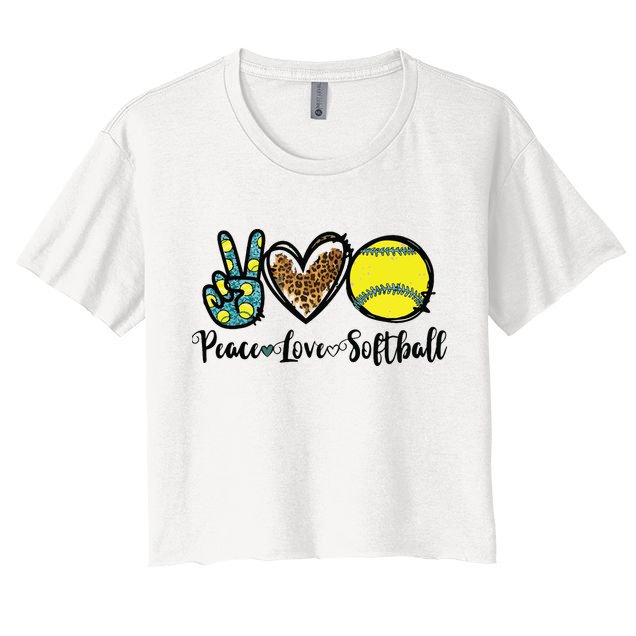 Peace Love Softball For Teen Girl Cute Leopard Softball Crop Top