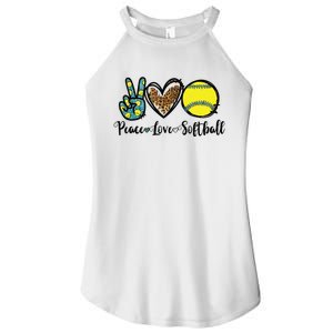 Peace Love Softball For Teen Girl Cute Leopard Softball Women's Perfect Tri Rocker Tank