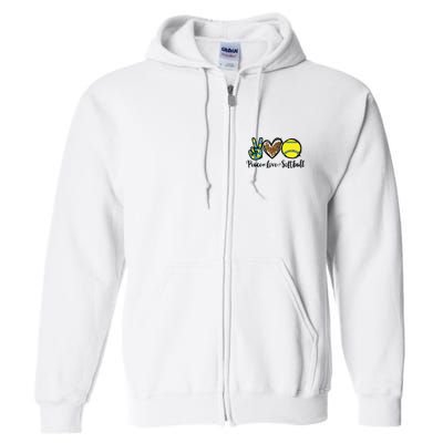 Peace Love Softball For Teen Girl Cute Leopard Softball Full Zip Hoodie