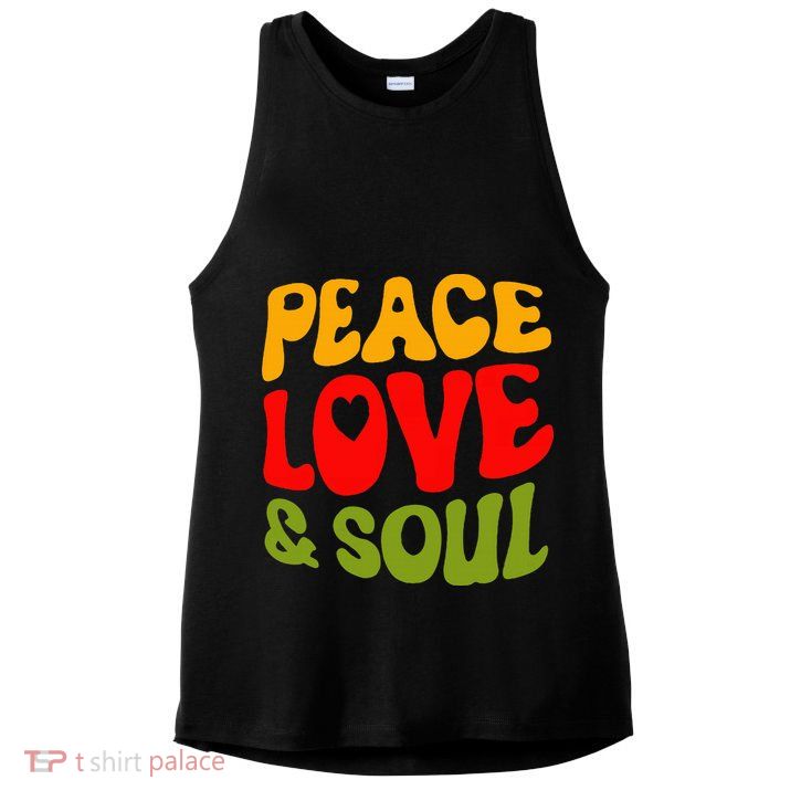 Peace Love & Soul R&B Music Retro Vintage 90s Lovers Ladies PosiCharge Tri-Blend Wicking Tank
