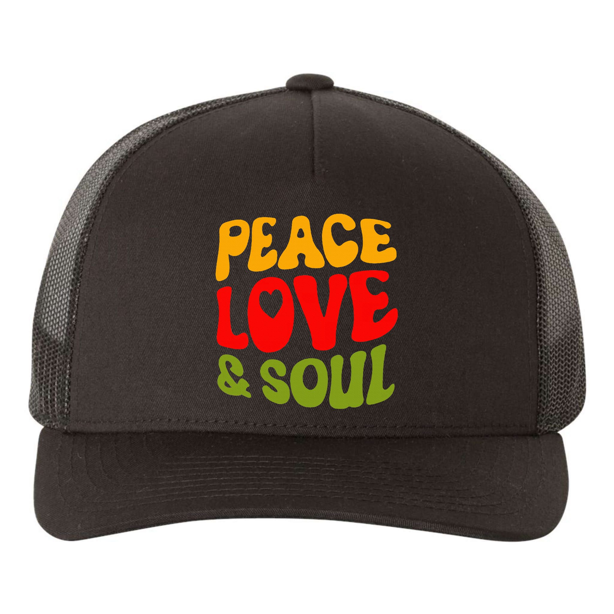 Peace Love & Soul R&B Music Retro Vintage 90s Lovers Yupoong Adult 5-Panel Trucker Hat