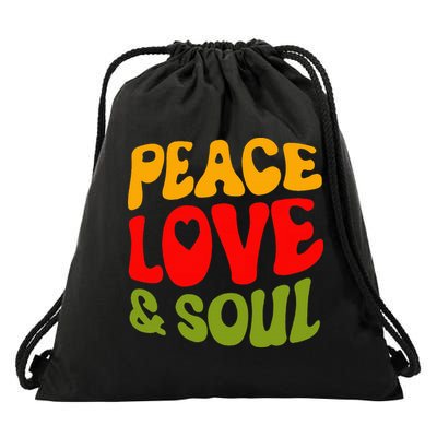 Peace Love & Soul R&B Music Retro Vintage 90s Lovers Drawstring Bag
