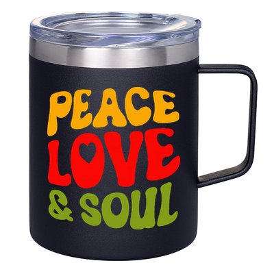 Peace Love & Soul R&B Music Retro Vintage 90s Lovers 12oz Stainless Steel Coffee Mug
