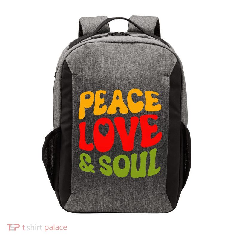 Peace Love & Soul R&B Music Retro Vintage 90s Lovers Vector Backpack