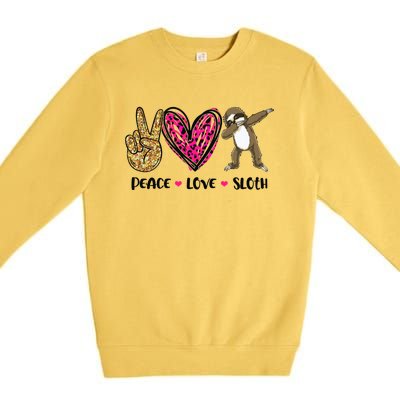 Peace Love Sloth Gift Hand Sign Heart Sloth Lovers Gift Premium Crewneck Sweatshirt