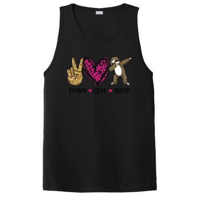 Peace Love Sloth Gift Hand Sign Heart Sloth Lovers Gift PosiCharge Competitor Tank