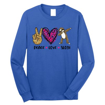 Peace Love Sloth Gift Hand Sign Heart Sloth Lovers Gift Long Sleeve Shirt