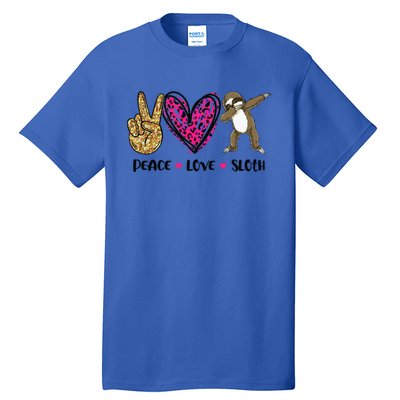 Peace Love Sloth Gift Hand Sign Heart Sloth Lovers Gift Tall T-Shirt