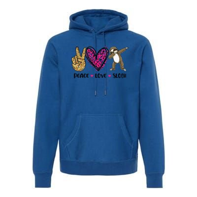 Peace Love Sloth Gift Hand Sign Heart Sloth Lovers Gift Premium Hoodie