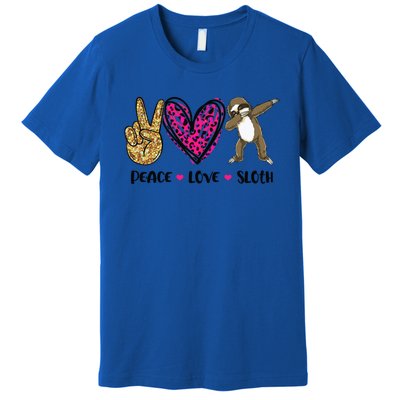 Peace Love Sloth Gift Hand Sign Heart Sloth Lovers Gift Premium T-Shirt