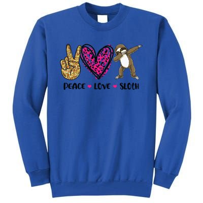 Peace Love Sloth Gift Hand Sign Heart Sloth Lovers Gift Tall Sweatshirt