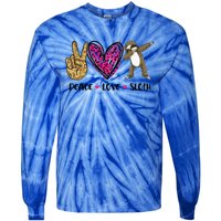 Peace Love Sloth Gift Hand Sign Heart Sloth Lovers Gift Tie-Dye Long Sleeve Shirt