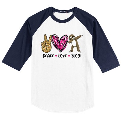 Peace Love Sloth Gift Hand Sign Heart Sloth Lovers Gift Baseball Sleeve Shirt