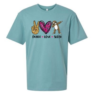 Peace Love Sloth Gift Hand Sign Heart Sloth Lovers Gift Sueded Cloud Jersey T-Shirt