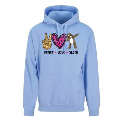 Peace Love Sloth Gift Hand Sign Heart Sloth Lovers Gift Unisex Surf Hoodie