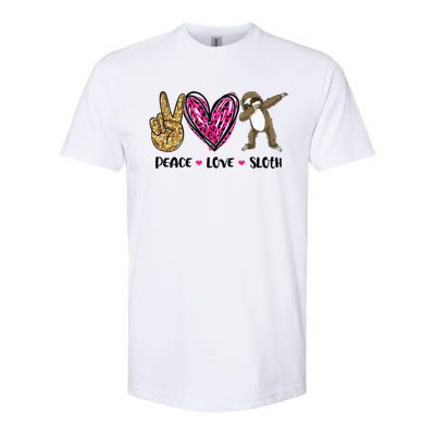 Peace Love Sloth Gift Hand Sign Heart Sloth Lovers Gift Softstyle CVC T-Shirt