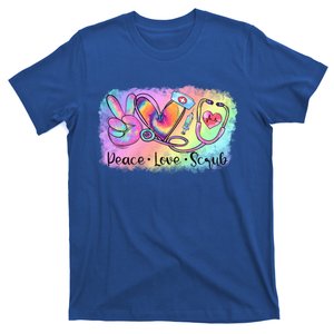 Peace Love Scrub Life Nurse Nursing Tie Dye Stethoscope Meaningful Gift T-Shirt