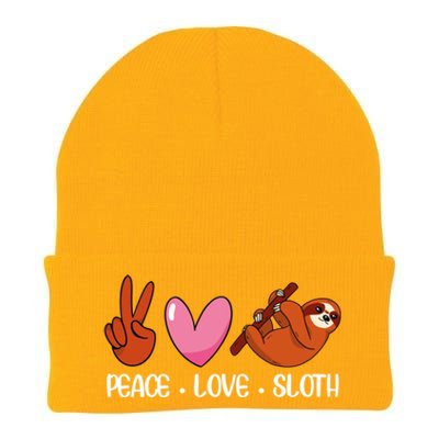 Peace Love Sloth Lover Lazy Animals Gift Knit Cap Winter Beanie