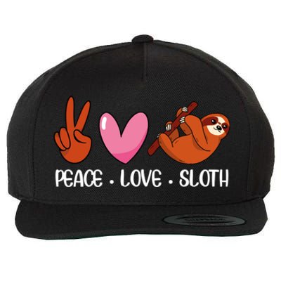 Peace Love Sloth Lover Lazy Animals Gift Wool Snapback Cap