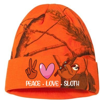 Peace Love Sloth Lover Lazy Animals Gift Kati Licensed 12" Camo Beanie