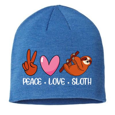 Peace Love Sloth Lover Lazy Animals Gift Sustainable Beanie