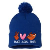 Peace Love Sloth Lover Lazy Animals Gift Pom Pom 12in Knit Beanie