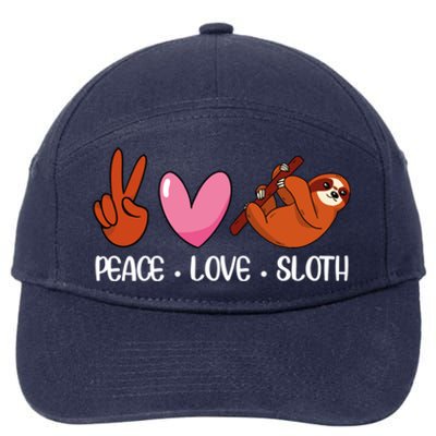 Peace Love Sloth Lover Lazy Animals Gift 7-Panel Snapback Hat