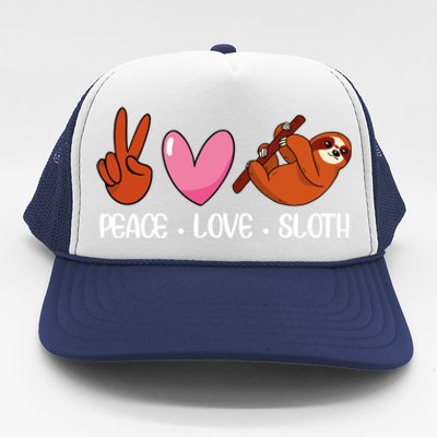 Peace Love Sloth Lover Lazy Animals Gift Trucker Hat