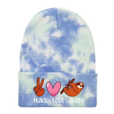 Peace Love Sloth Lover Lazy Animals Gift Tie Dye 12in Knit Beanie