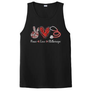 Peace Love Stethoscope Nurse Symbol Funny Nursing Funny Gift PosiCharge Competitor Tank