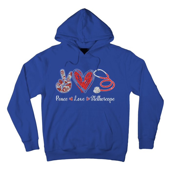 Peace Love Stethoscope Nurse Symbol Funny Nursing Funny Gift Hoodie