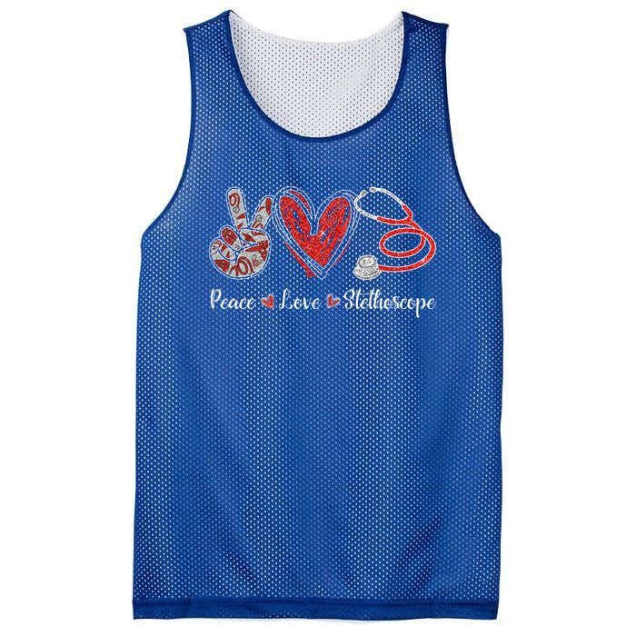 Peace Love Stethoscope Nurse Symbol Funny Nursing Funny Gift Mesh Reversible Basketball Jersey Tank