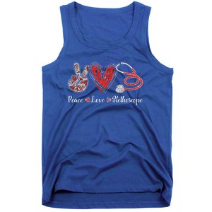 Peace Love Stethoscope Nurse Symbol Funny Nursing Funny Gift Tank Top