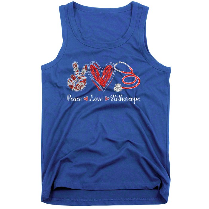 Peace Love Stethoscope Nurse Symbol Funny Nursing Funny Gift Tank Top