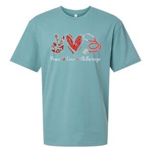 Peace Love Stethoscope Nurse Symbol Funny Nursing Funny Gift Sueded Cloud Jersey T-Shirt