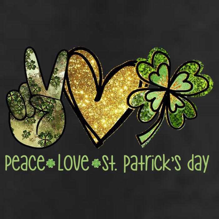 Peace Love St Patrick's Day Festive 7 Panel Mesh Trucker Snapback Hat